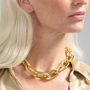 J.Crew Metallic Chainlink Necklace in Burnished Gold